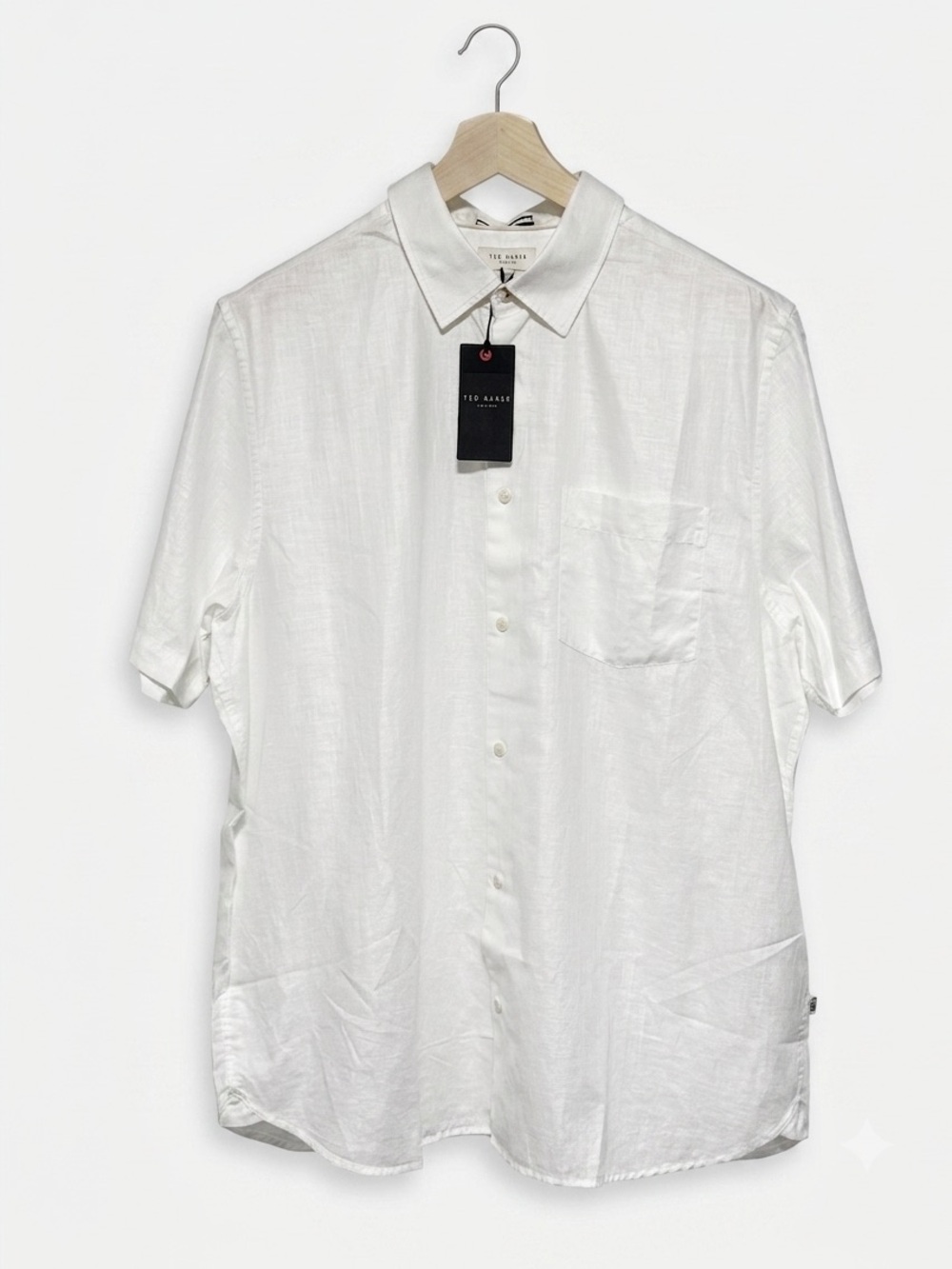 Ted Baker White Short Sleeve Linen Shirt NWT Size 6 XL